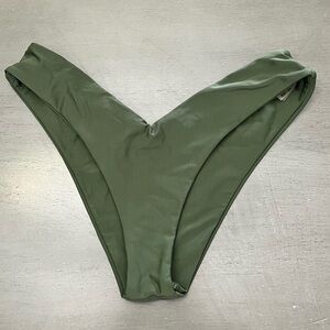 NEW Zaful Olive Green High Cut Thong Separate Minimalist Boho Bikini Bottoms 6